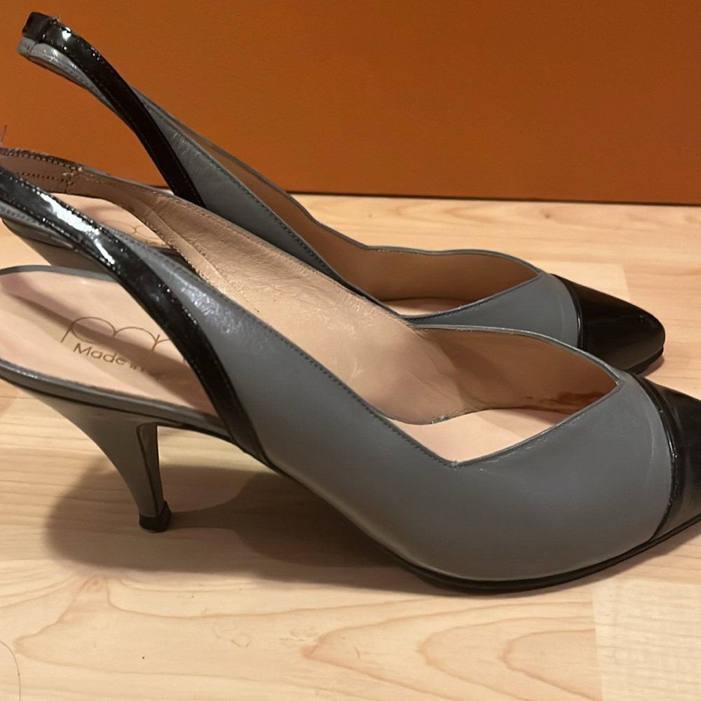 Vintage Pacesetter gray & black sling back heels 7.5‎ - Picture 7 of 13